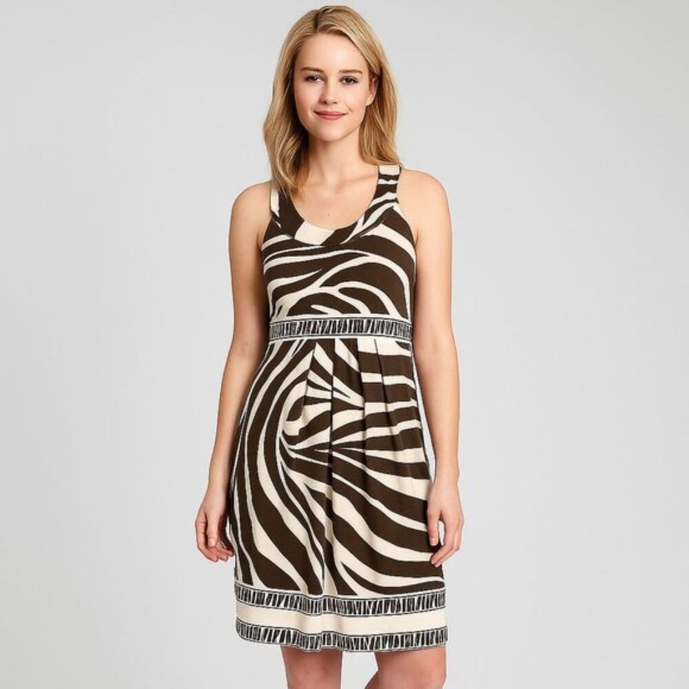 NWOT BCBGMAXAZRIA Midi Zebra Animal Print Dress S